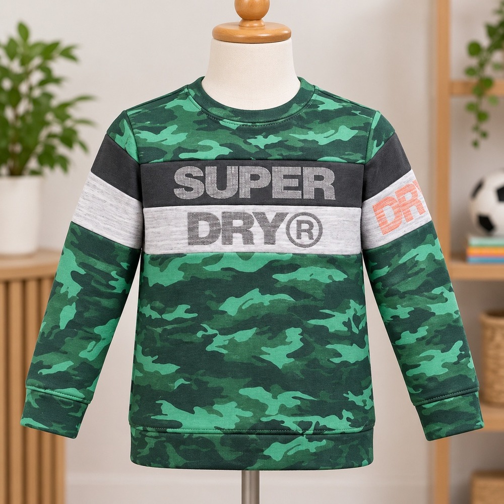 Superdry Sport Camo Sweatshirt Mens XL Green Camouflage Colorblock Pullover
